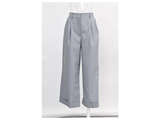 Fendi Gerade Bein Hose aus hellblauer Wolle - Ansicht 3
