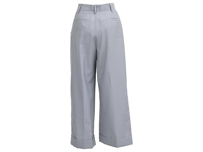 Fendi Gerade Bein Hose aus hellblauer Wolle - Ansicht 5