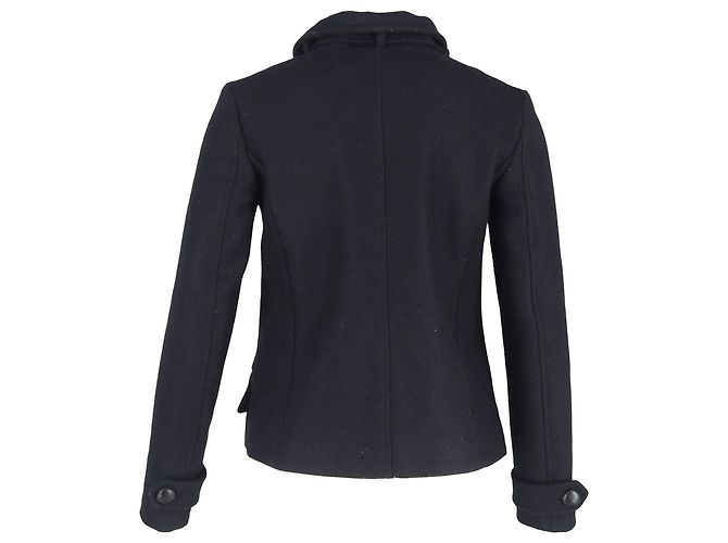 Isabel Marant Etoile Double-Breasted Coat in Navy Blue Wool - view 3