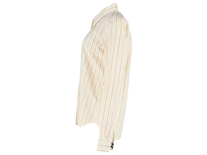 Camisa de botones a rayas Dries Van Noten en algodón amarillo - vista 2