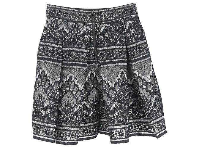 Falda mini plisada de encaje Maje en poliamida negra Negro - vista 2