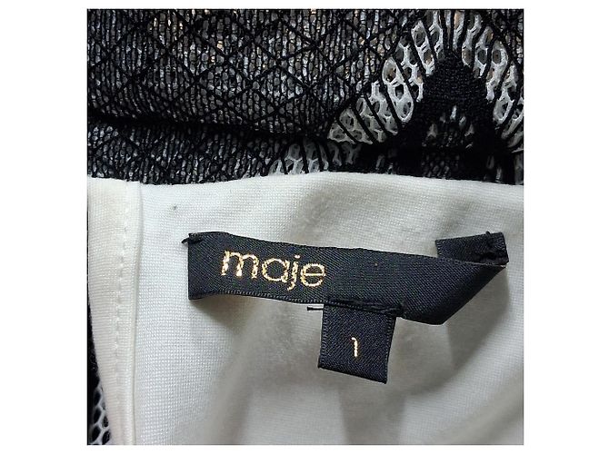 Falda mini plisada de encaje Maje en poliamida negra Negro - vista 5