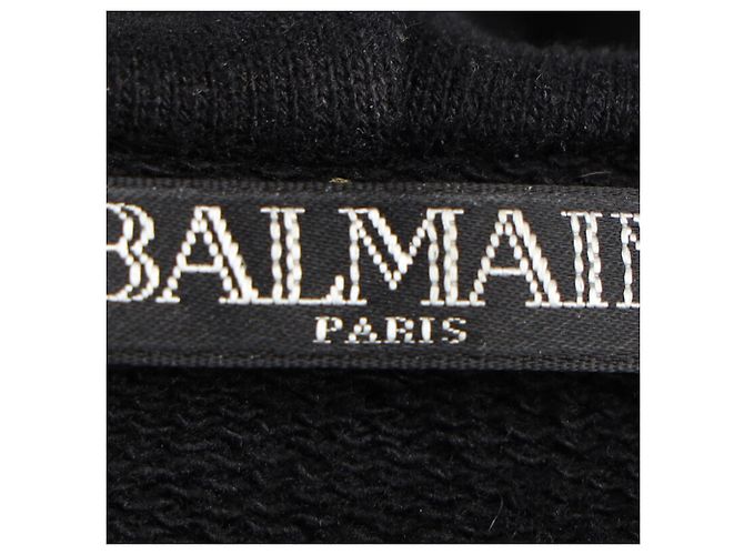 Balmain Kapuzenpullover mit Reißverschluss aus schwarzer Baumwolle - Ansicht 4