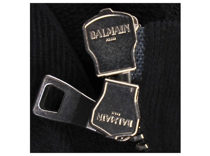 Balmain Kapuzenpullover mit Reißverschluss aus schwarzer Baumwolle - Ansicht 6
