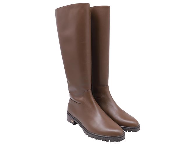 Botas altas de cuero marrón Stuart Weitzman City Castaño Roja - vista 3