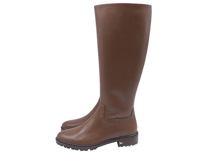 Botas altas de cuero marrón Stuart Weitzman City Castaño Roja - vista 4
