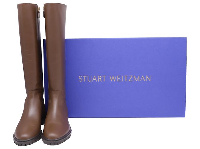 Botas altas de cuero marrón Stuart Weitzman City Castaño Roja - vista 7