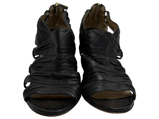 Sandali con tacco a taglio Jimmy Choo in pelle nera Nero - vista 2