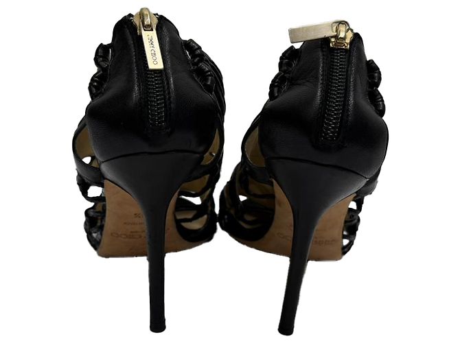 Sandali con tacco a taglio Jimmy Choo in pelle nera Nero - vista 3