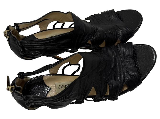 Sandali con tacco a taglio Jimmy Choo in pelle nera Nero - vista 5