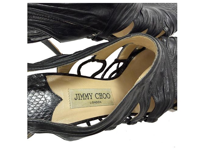 Sandali con tacco a taglio Jimmy Choo in pelle nera Nero - vista 6