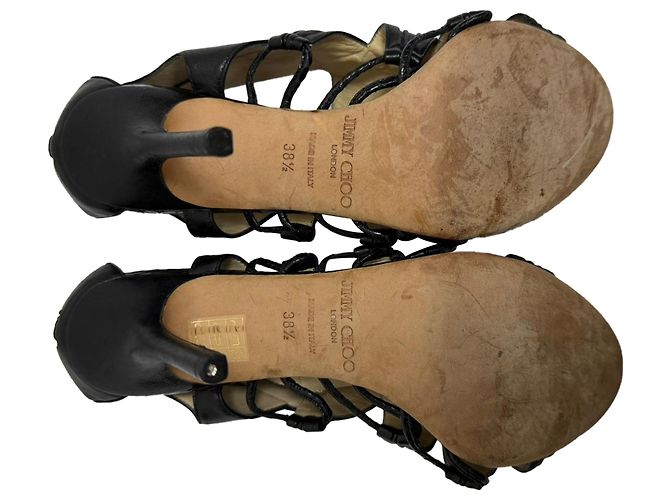 Sandali con tacco a taglio Jimmy Choo in pelle nera Nero - vista 7