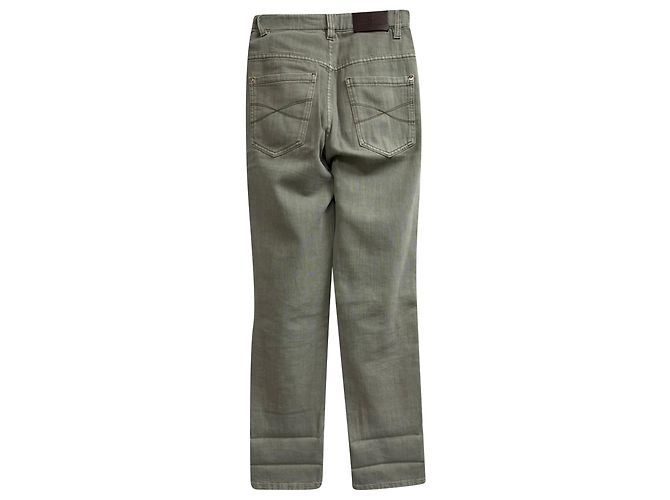 Jeans de pierna recta en algodón oliva Brunello Cucinelli Verde Verde oliva - vista 2
