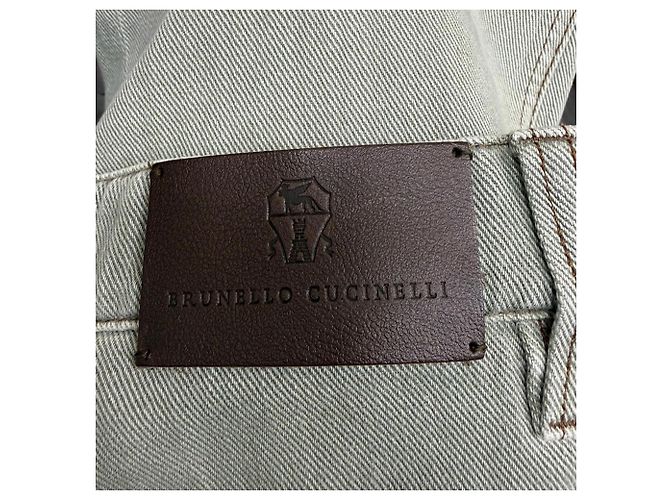 Jeans de pierna recta en algodón oliva Brunello Cucinelli Verde Verde oliva - vista 3