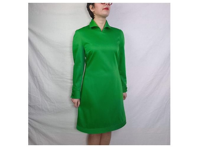Genny Vintage grünes Wollkleid - Ansicht 7