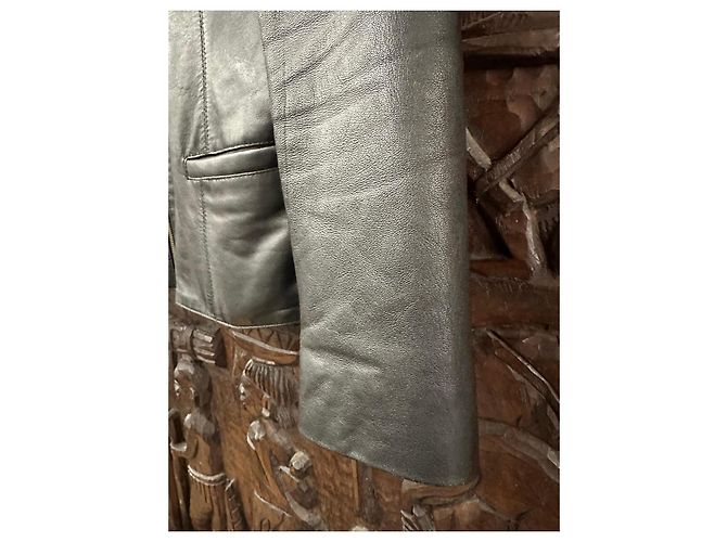 Autre Marque Schwarze Lederjacke mit Reißverschluss - Ansicht 2
