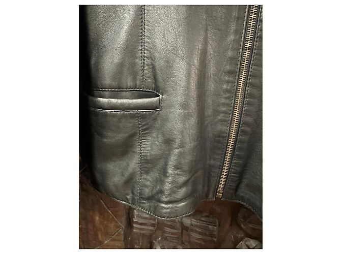 Autre Marque Schwarze Lederjacke mit Reißverschluss - Ansicht 3