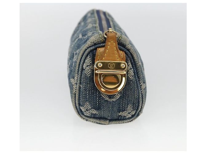 Louis Vuitton Speedy Pochette Denim GM Blu - vista 3