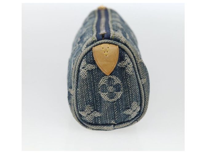 Louis Vuitton Speedy Pochette Denim GM Blu - vista 4