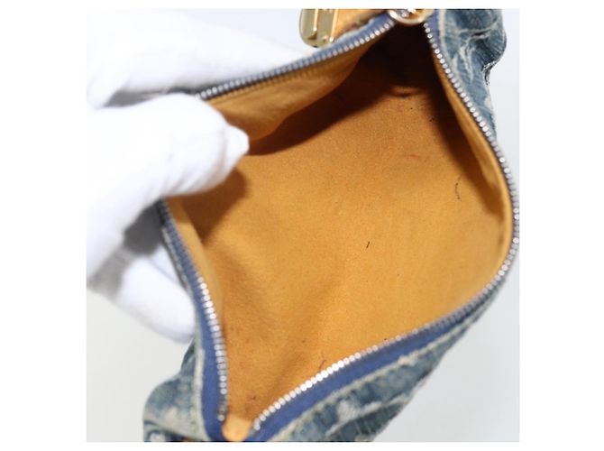 Louis Vuitton Speedy Pochette Denim GM Blu - vista 5