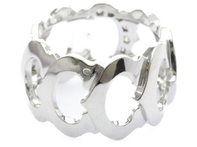 Cartier C Doing Diamant Weißgold Bandring Silber - Ansicht 3