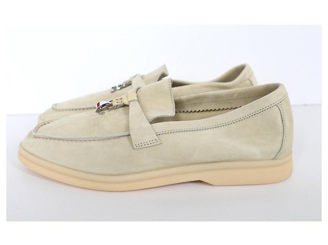 Mocassini Loro Piana Summer Charms Walk Beige Chiaro Crema - vista 2