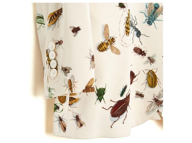 Hermès 1990s Insect Silk Twill Jacket FR38 Ecru UK10 US8 Cream - view 2