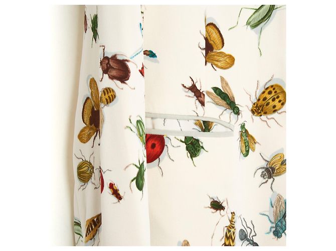 Hermès 1990s Insect Silk Twill Jacket FR38 Ecru UK10 US8 Cream - view 3