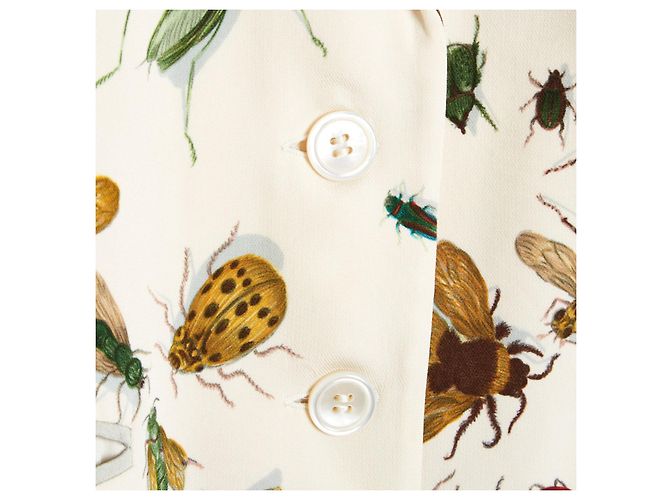 Hermès 1990s Insect Silk Twill Jacket FR38 Ecru UK10 US8 Cream - view 4