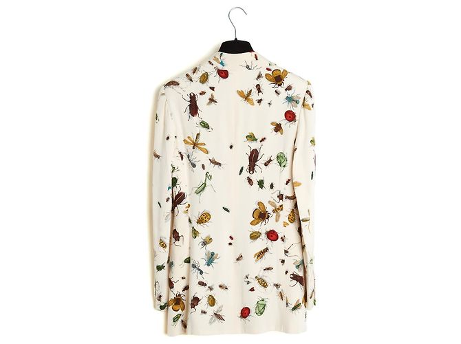 Hermès 1990s Insect Silk Twill Jacket FR38 Ecru UK10 US8 Cream - view 6