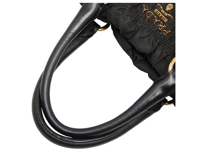 Borsa Tote/Spalla con Logo Arricciato Prada Nero - vista 10