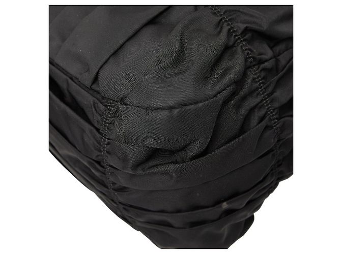 Borsa Tote/Spalla con Logo Arricciato Prada Nero - vista 4