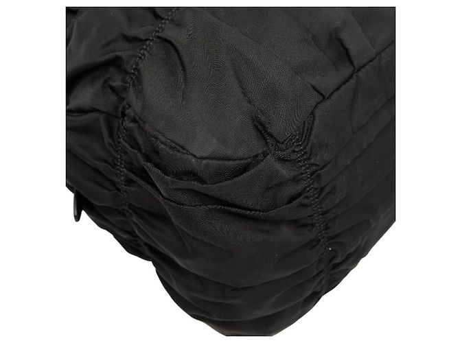Borsa Tote/Spalla con Logo Arricciato Prada Nero - vista 5