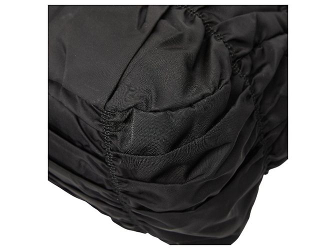 Borsa Tote/Spalla con Logo Arricciato Prada Nero - vista 6