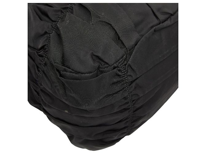 Borsa Tote/Spalla con Logo Arricciato Prada Nero - vista 7
