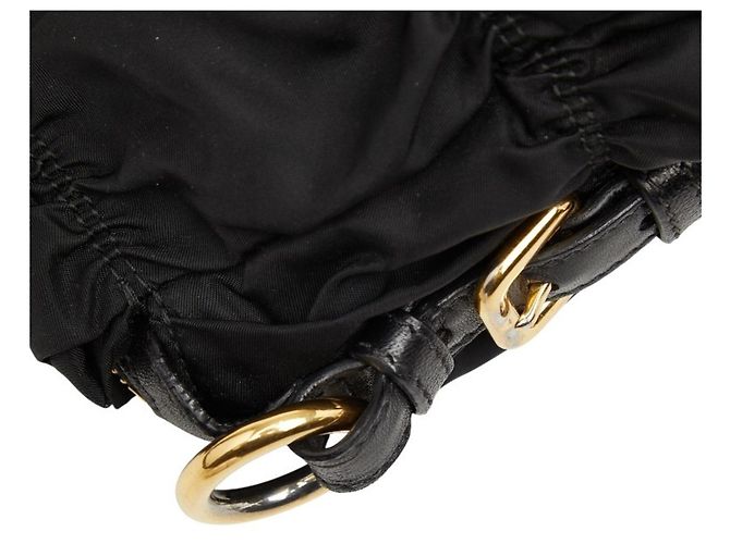 Borsa Tote/Spalla con Logo Arricciato Prada Nero - vista 8