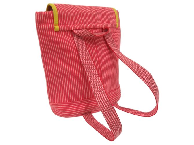 Zaino per bambini a righe color caval di Hermès Rosso Giallo - vista 2
