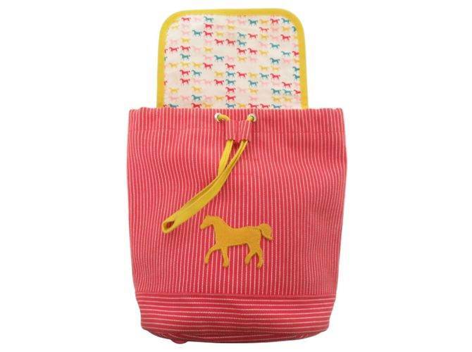 Zaino per bambini a righe color caval di Hermès Rosso Giallo - vista 6