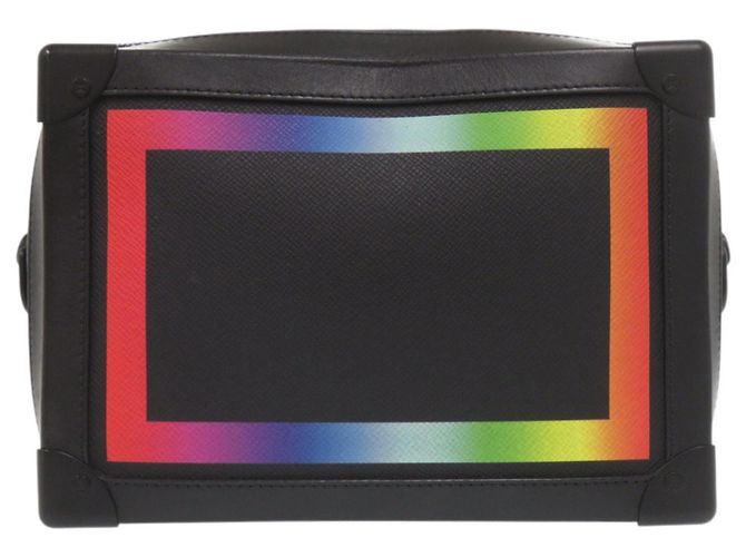 Borsa a spalla Louis Vuitton Soft Trunk in pelle Taiga arcobaleno Nero - vista 2