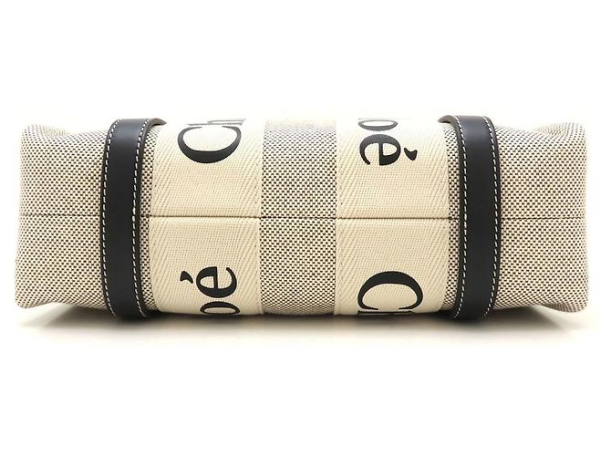 Chloé Borsa Tote Piccola Woody Bianco Blu - vista 4