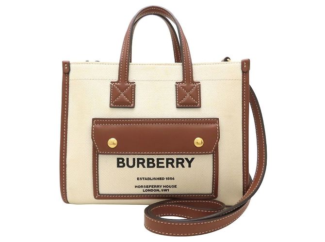 Borsa 2 in 1 in tela e pelle Burberry Marrone Crudo - vista 2