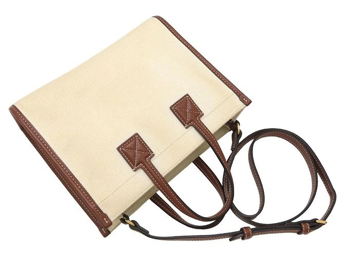 Borsa 2 in 1 in tela e pelle Burberry Marrone Crudo - vista 5