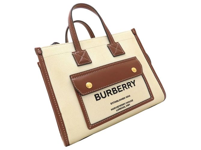 Borsa 2 in 1 in tela e pelle Burberry Marrone Crudo - vista 6