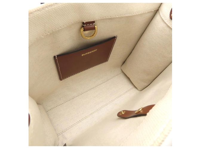 Borsa 2 in 1 in tela e pelle Burberry Marrone Crudo - vista 7