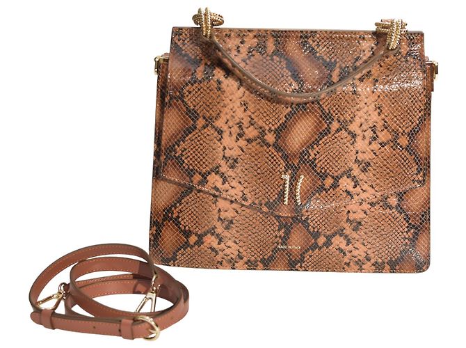 Autre Marque Alviero Martini 1ª Classe Python Print Lederhandtasche / Umhängetasche Braun Goldene Hardware - Ansicht 3