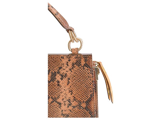 Autre Marque Alviero Martini 1ª Classe Python Print Lederhandtasche / Umhängetasche Braun Goldene Hardware - Ansicht 5
