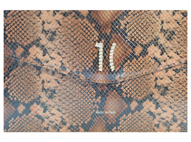 Autre Marque Alviero Martini 1ª Classe Python Print Lederhandtasche / Umhängetasche Braun Goldene Hardware - Ansicht 7