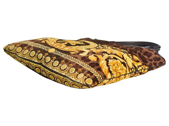 Borsa tote Vanitas in velluto nero Barocco Gianni Versace con corona dorata - vista 11