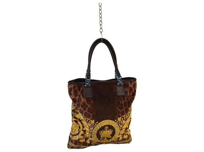 Borsa tote Vanitas in velluto nero Barocco Gianni Versace con corona dorata - vista 2