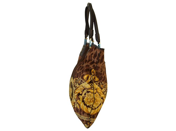 Borsa tote Vanitas in velluto nero Barocco Gianni Versace con corona dorata - vista 3